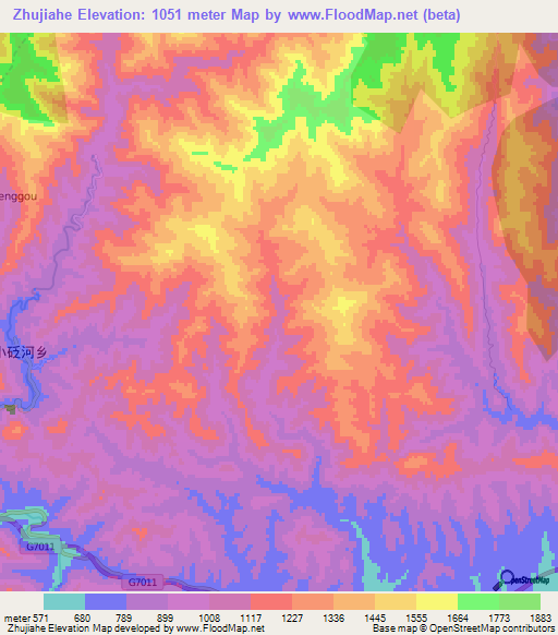 Zhujiahe,China Elevation Map