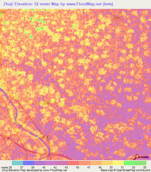 Zhuji,China Elevation Map