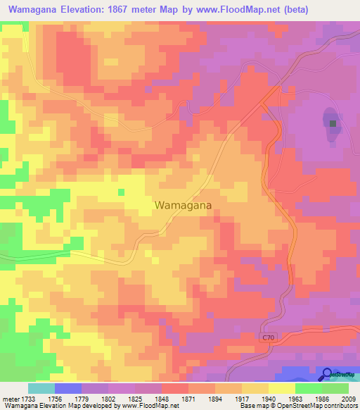 Wamagana,Kenya Elevation Map