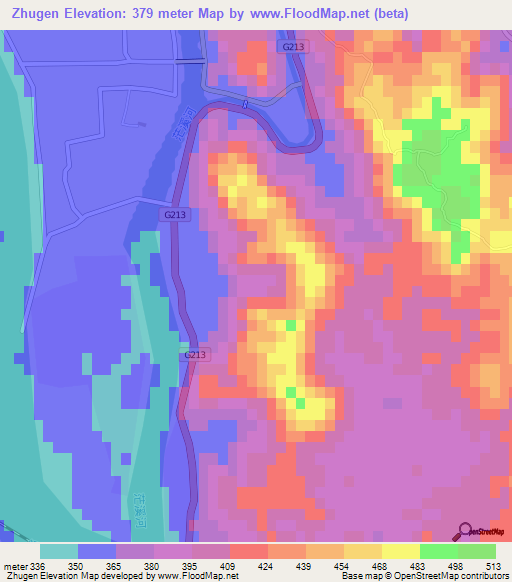 Zhugen,China Elevation Map