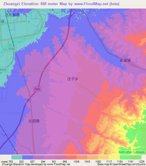 Zhuangzi,China Elevation Map
