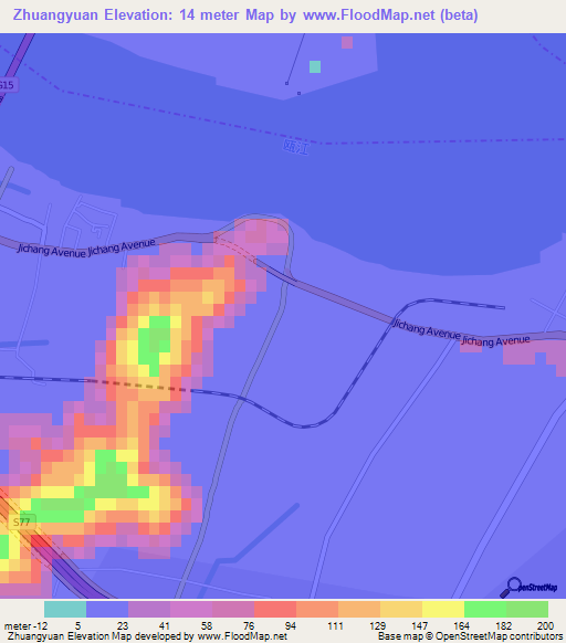 Zhuangyuan,China Elevation Map