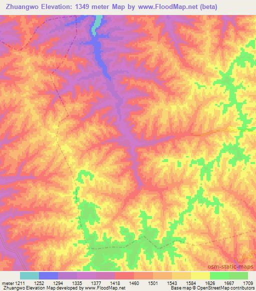 Zhuangwo,China Elevation Map