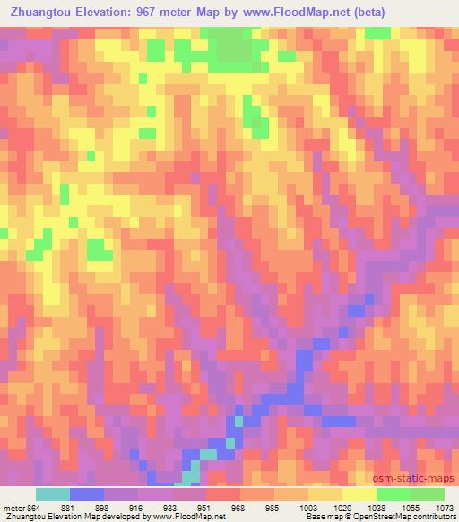Zhuangtou,China Elevation Map