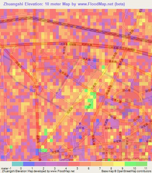 Zhuangshi,China Elevation Map