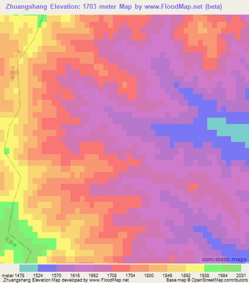 Zhuangshang,China Elevation Map