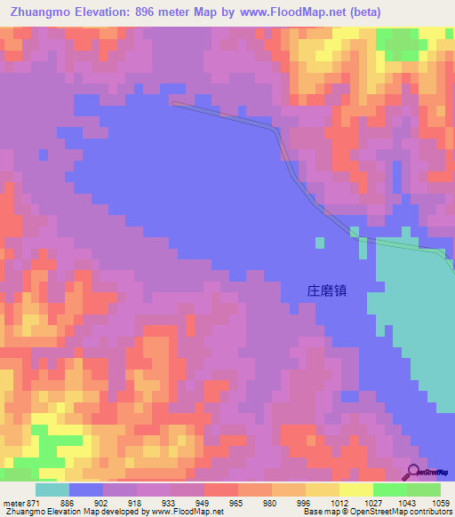 Zhuangmo,China Elevation Map