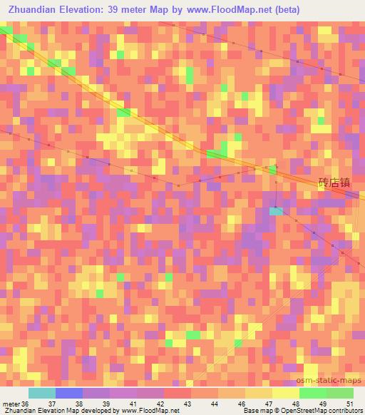Zhuandian,China Elevation Map
