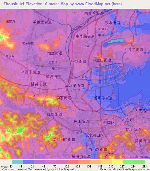 Zhoushuizi,China Elevation Map