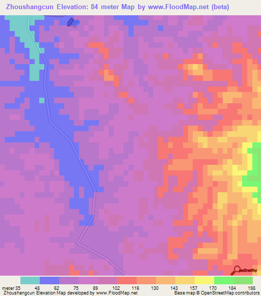 Zhoushangcun,China Elevation Map