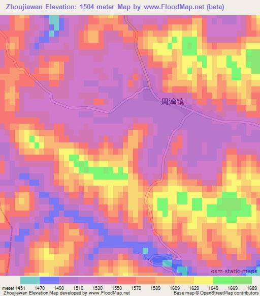 Zhoujiawan,China Elevation Map