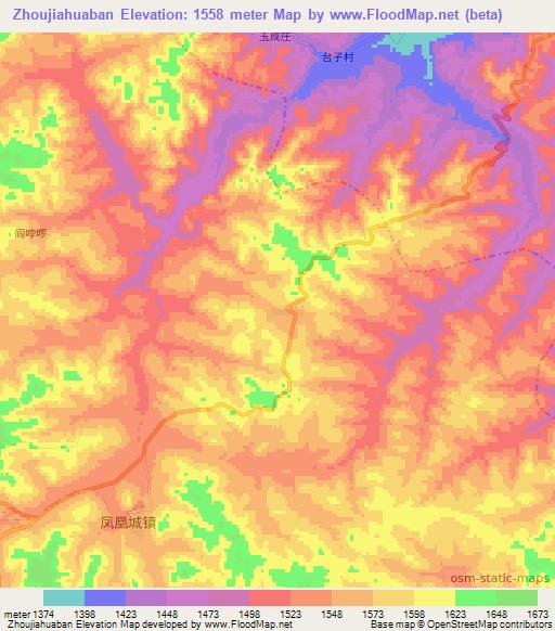 Zhoujiahuaban,China Elevation Map
