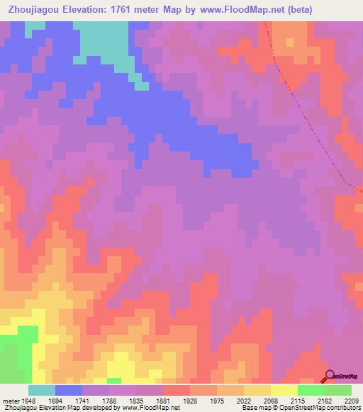 Zhoujiagou,China Elevation Map