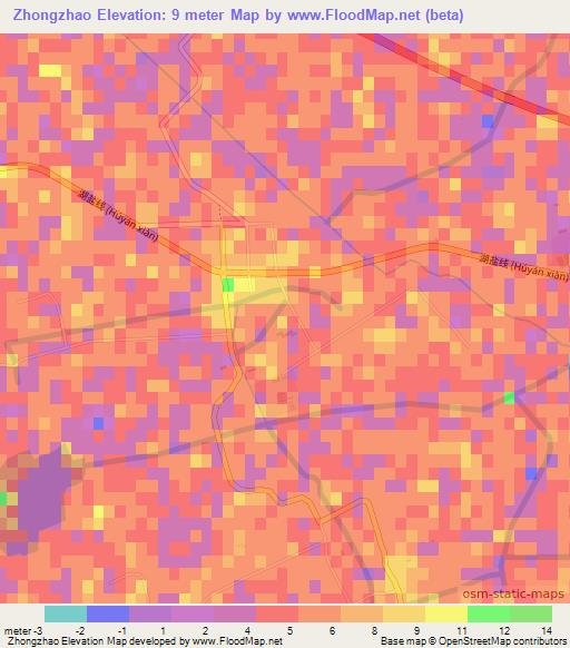 Zhongzhao,China Elevation Map