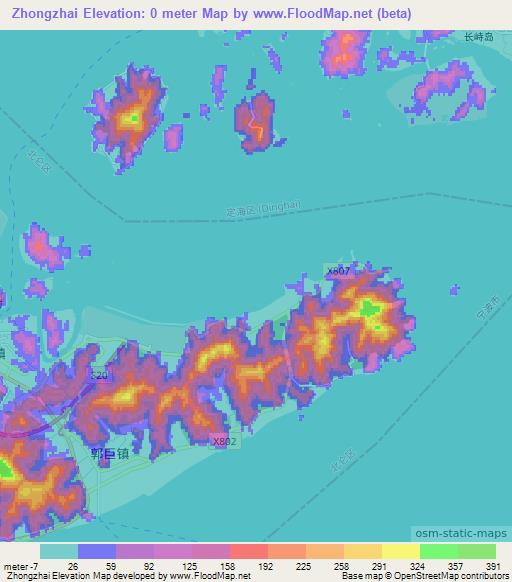 Zhongzhai,China Elevation Map