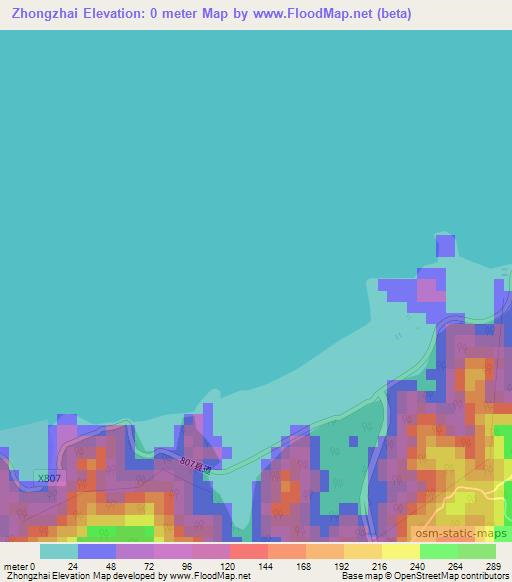 Zhongzhai,China Elevation Map