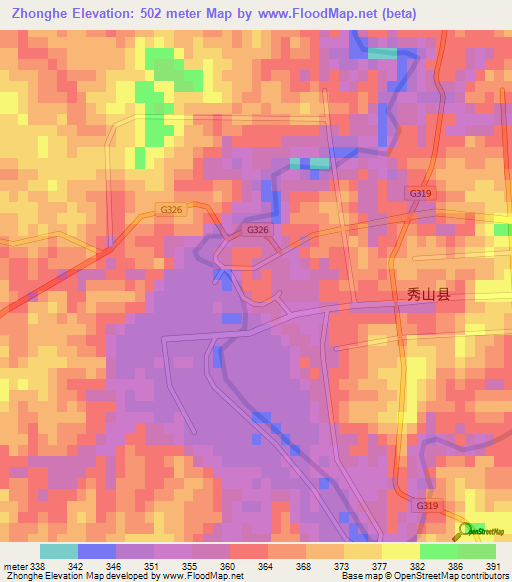 Zhonghe,China Elevation Map