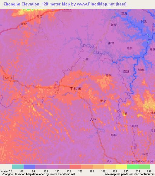 Zhonghe,China Elevation Map