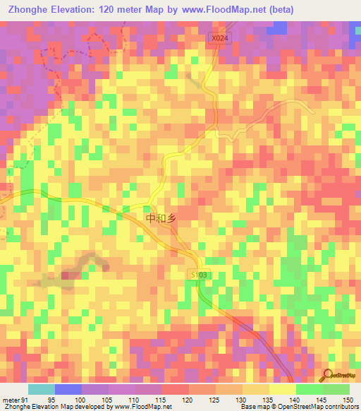 Zhonghe,China Elevation Map