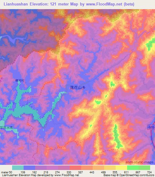 Lianhuashan,China Elevation Map