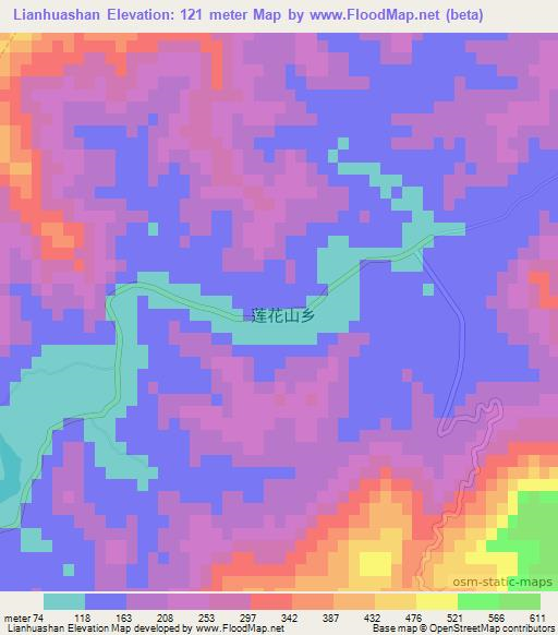 Lianhuashan,China Elevation Map