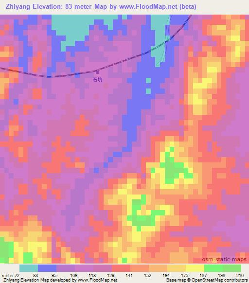 Zhiyang,China Elevation Map