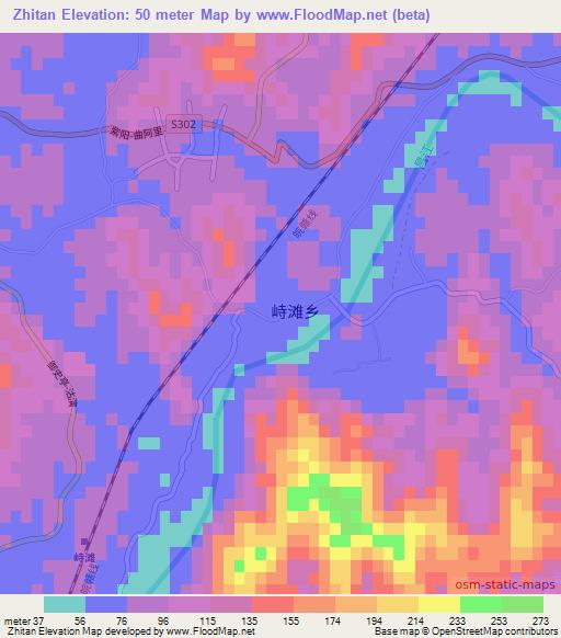 Zhitan,China Elevation Map