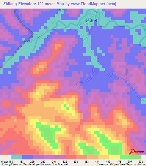 Zhilang,China Elevation Map