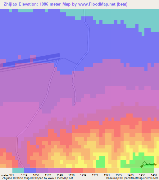 Zhijiao,China Elevation Map