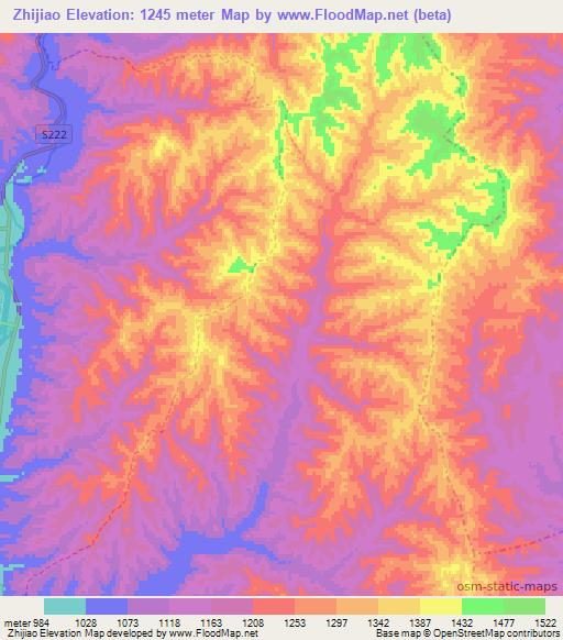 Zhijiao,China Elevation Map