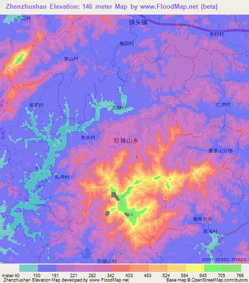 Zhenzhushan,China Elevation Map