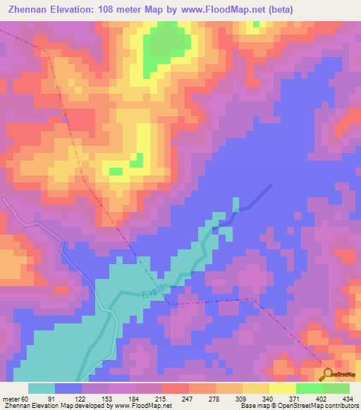 Zhennan,China Elevation Map