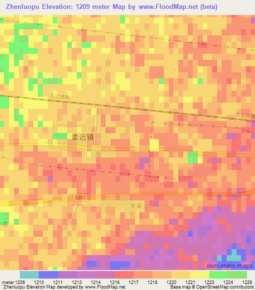 Zhenluopu,China Elevation Map