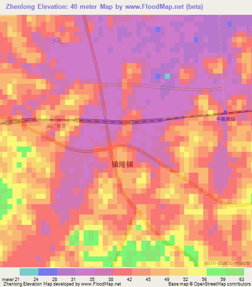 Zhenlong,China Elevation Map