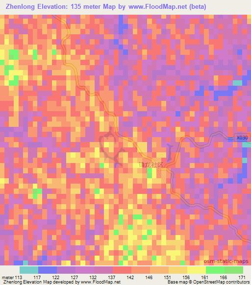 Zhenlong,China Elevation Map