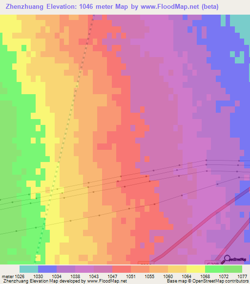 Zhenzhuang,China Elevation Map