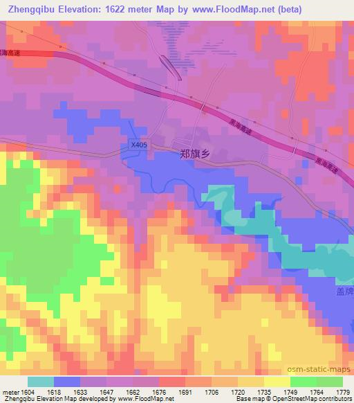 Zhengqibu,China Elevation Map