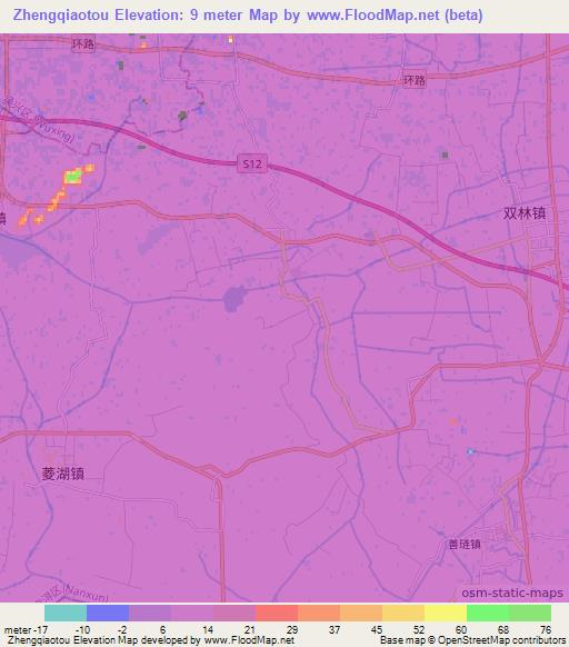 Zhengqiaotou,China Elevation Map