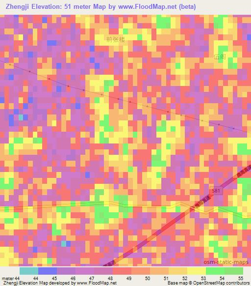 Zhengji,China Elevation Map
