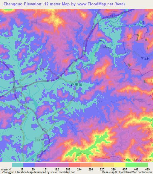 Zhengguo,China Elevation Map