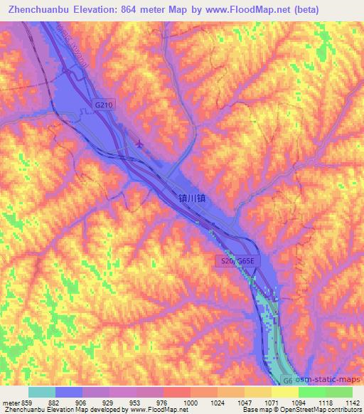 Zhenchuanbu,China Elevation Map