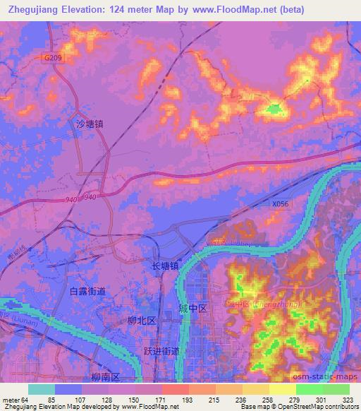 Zhegujiang,China Elevation Map