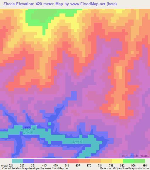Zheda,China Elevation Map