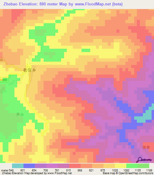 Zhebao,China Elevation Map
