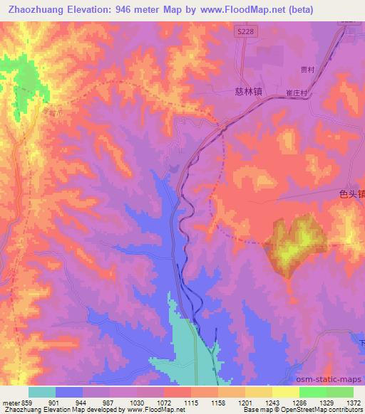 Zhaozhuang,China Elevation Map