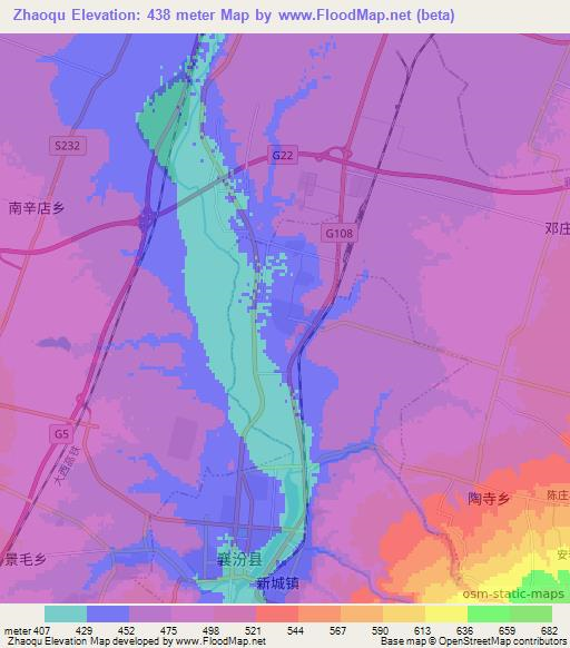 Zhaoqu,China Elevation Map