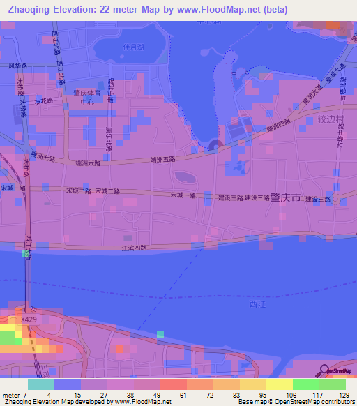 Zhaoqing,China Elevation Map