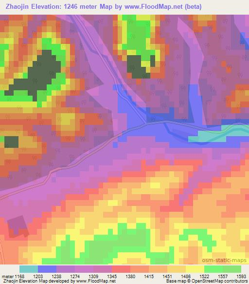Zhaojin,China Elevation Map