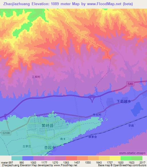 Zhaojiazhuang,China Elevation Map