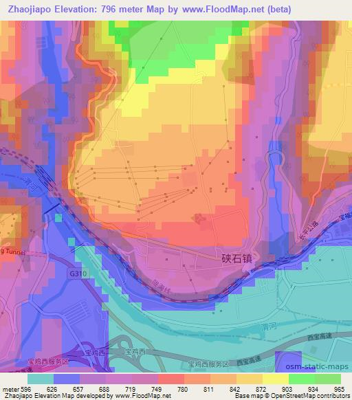 Zhaojiapo,China Elevation Map